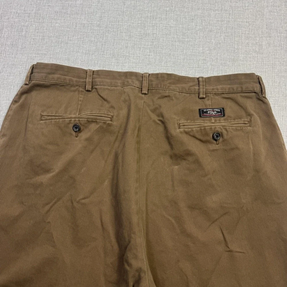 Polo Ralph Lauren Vintage Chino Pants Mens 36x32 Brown 100% Cotton Relaxed
